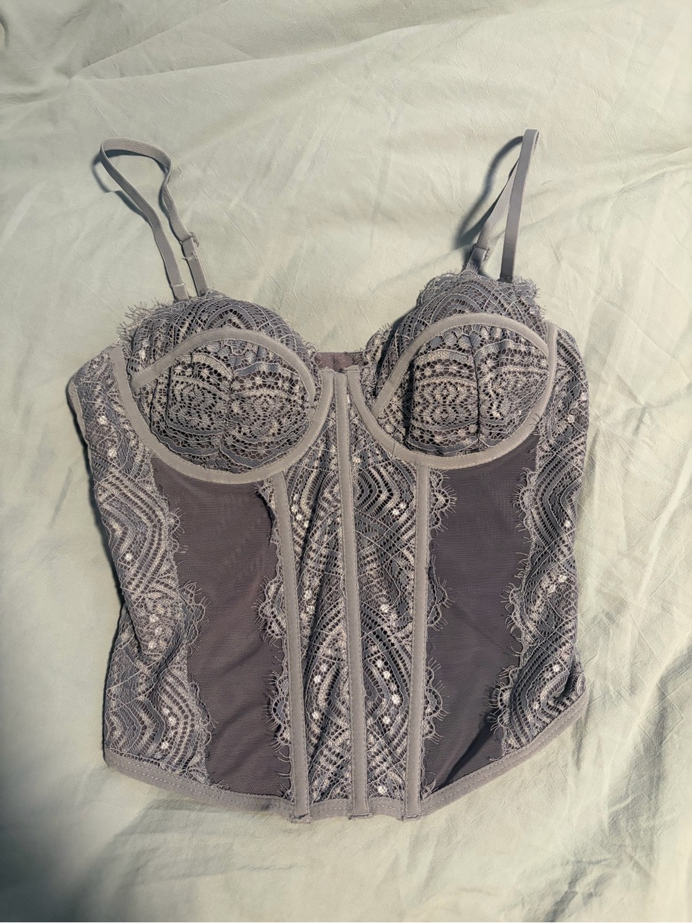 Garage Lace Bustier Top in Dusty Gray